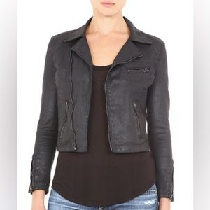 AG Adriano Goldschmied Biker Motorcycle Coated Jacket - Blackslick - Medium